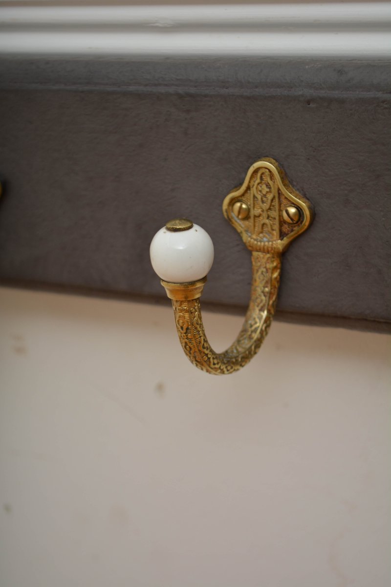 Victorian Brass Coat Hooks Coat Rack - Image 11